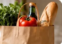 Paper bag with fresh groceries
